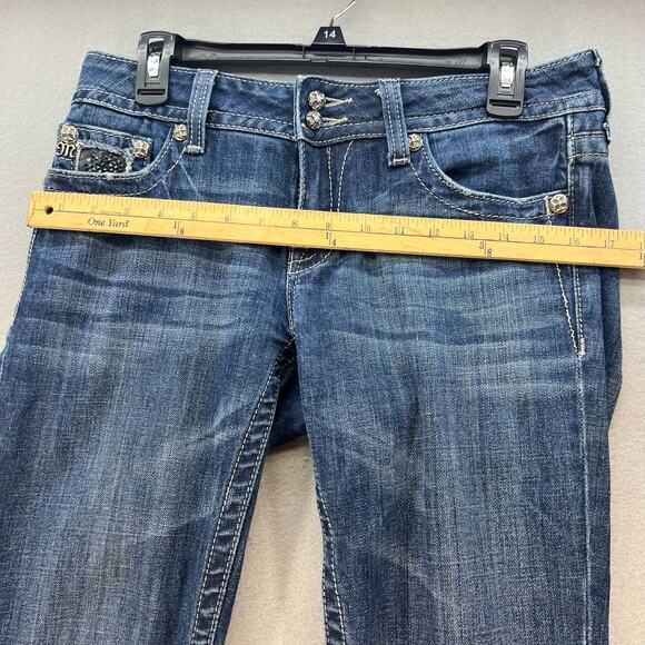 Miss Me Jeans Women's Size 29(8) Bootcut Lace Flap Pockets Double Button Biker - Picture 4 of 16